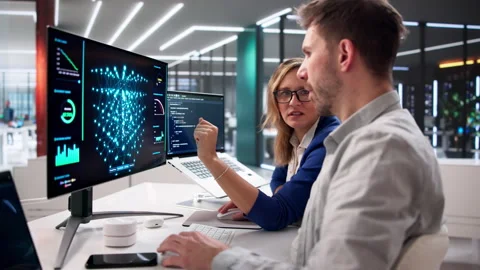 AI Engineer Carefully Monitors Inference In Data Center Servers Stock Footage 331519662