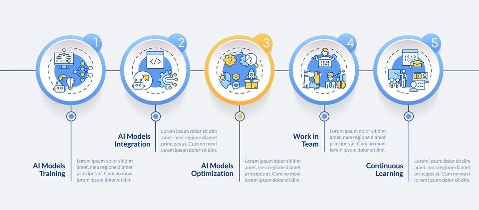 AI engineer layout with colorful thin line icons concept Stock Illustration