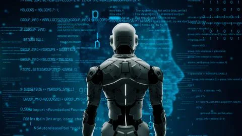 AI engineering in action. Artificial intelligence algorithm for marketing LISP Stock Photos