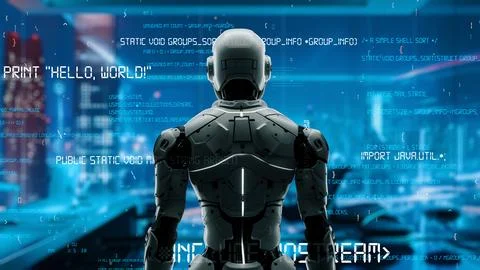 AI engineering in action. Artificial intelligence algorithm for marketing LISP Stock Photos