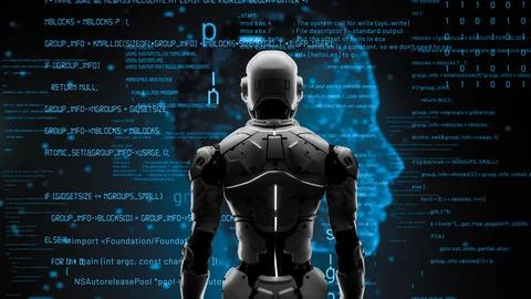 AI engineering in action. Artificial intelligence algorithm for marketing LISP Stock Photos