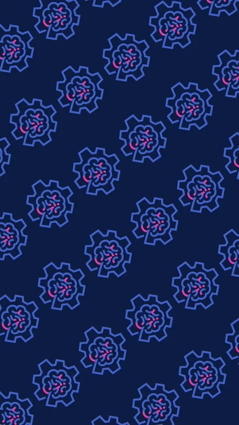 AI engineering pattern with seamless cogwheel and neural network brain line art Stock Footage 334956512