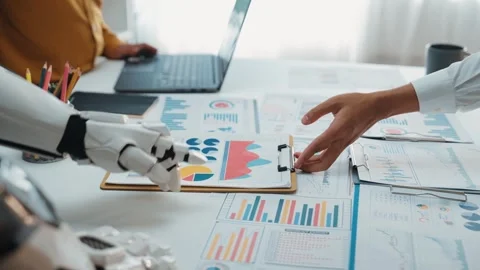 AI-enhanced analytics helping business professionals streamline decision-making Stock Footage 310333167
