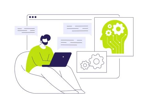 AI-Enhanced Chatbot Interactions abstract concept vector illustration. Illustration