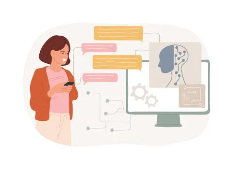 AI-Enhanced Chatbot Interactions abstract concept vector illustration. Illustration