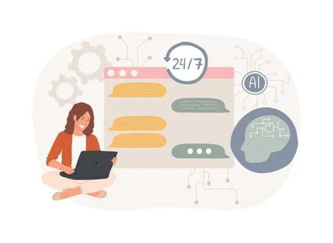 AI-Enhanced Chatbots for Customer Support abstract concept vector illustration. Stock Illustration