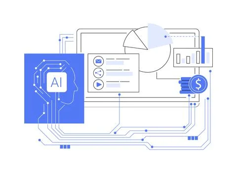 AI-Enhanced Content Performance Analytics abstract concept vector illustration. Иллюстрация