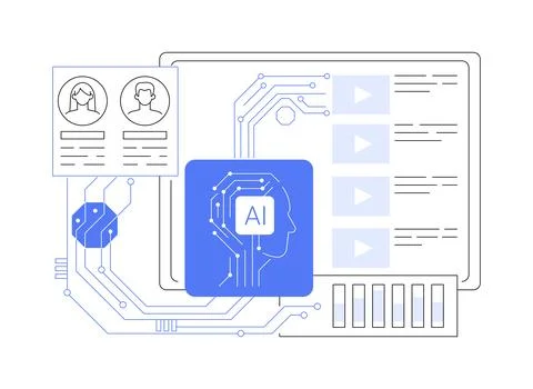 AI-Enhanced Content Recommendation abstract concept vector illustration. Stock Illustration