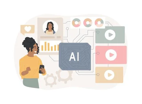AI-Enhanced Content Recommendation abstract concept vector illustration. Stock Illustration
