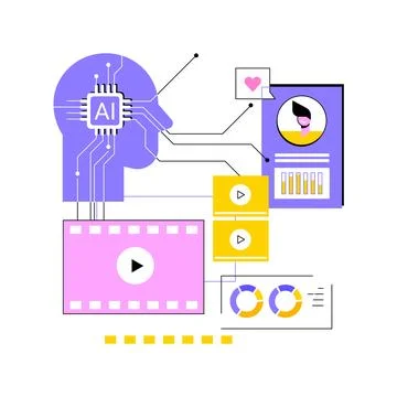 AI-Enhanced Content Recommendation abstract concept vector illustration. Stock Illustration
