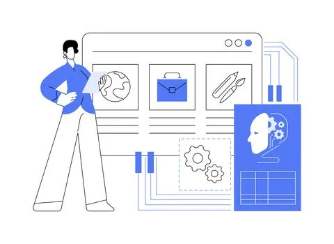 AI-Enhanced Curriculum Development abstract concept vector illustration. Illustrazione stock