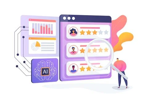 AI-Enhanced Customer Feedback Analysis abstract concept vector illustration. イラスト素材