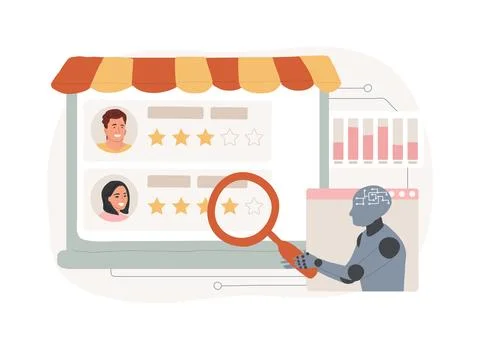 AI-Enhanced Customer Feedback Analysis abstract concept vector illustration. Stockillustratie