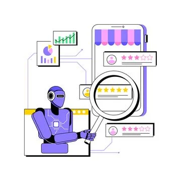 AI-Enhanced Customer Feedback Analysis abstract concept vector illustration. イラスト素材