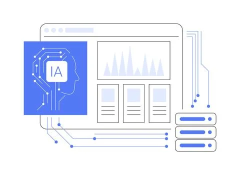AI-Enhanced Data Analytics abstract concept vector illustration. Illustrazione stock