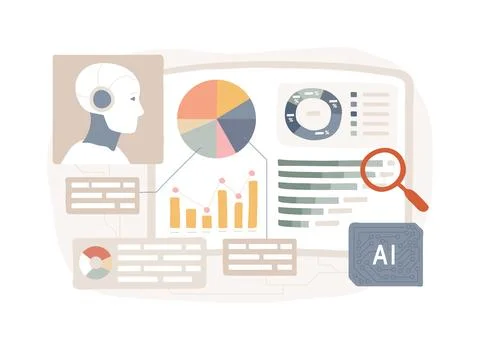 AI-Enhanced Data Analytics abstract concept vector illustration. Stock Illustration