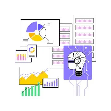 AI-Enhanced Data Analytics abstract concept vector illustration. Illustrazione stock