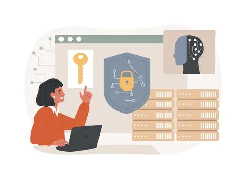 AI-Enhanced Data Security abstract concept vector illustration. Stock Illustration