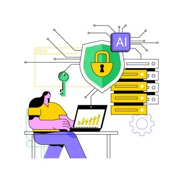 AI-Enhanced Data Security abstract concept vector illustration. Stock Illustration