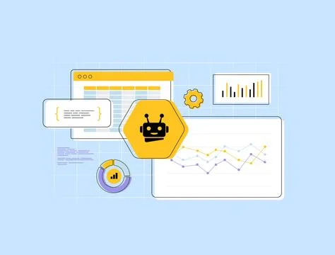 AI-Enhanced Data Visualization for Business Insights. Use AI to transform raw Stock Illustration