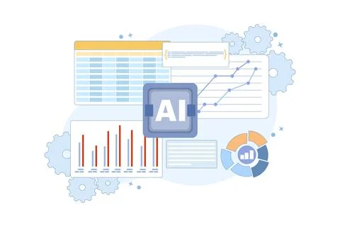 AI Enhanced Data Visualization Concept for Business Insights Illustrazione stock