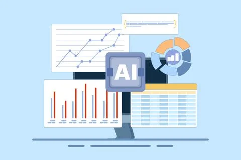 AI Enhanced Data Visualization Concept for Business Insights 스톡 일러스트