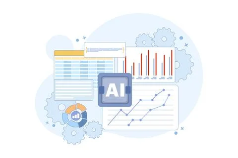 AI Enhanced Data Visualization Concept for Business Insights Illustrazione stock