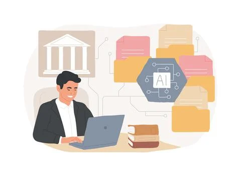 AI-Enhanced E-Discovery abstract concept vector illustration. Ilustración de archivo