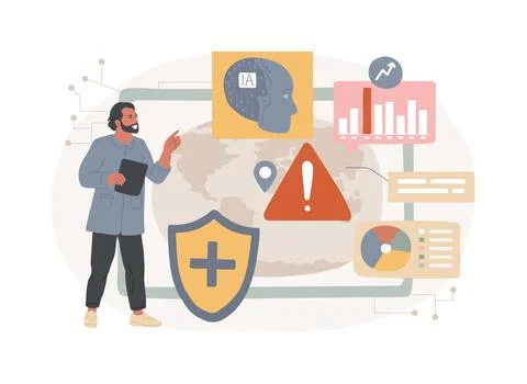 AI-Enhanced Emergency Response abstract concept vector illustration. Stock Illustration