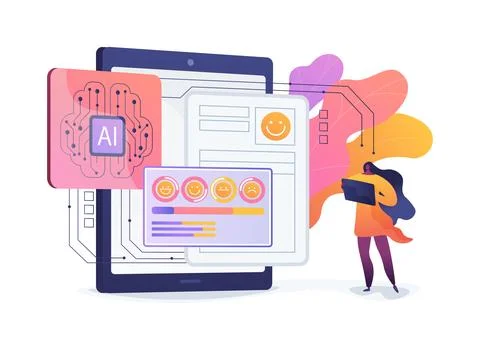 AI-Enhanced Emotion-Aware Journaling abstract concept vector illustration. 스톡 일러스트