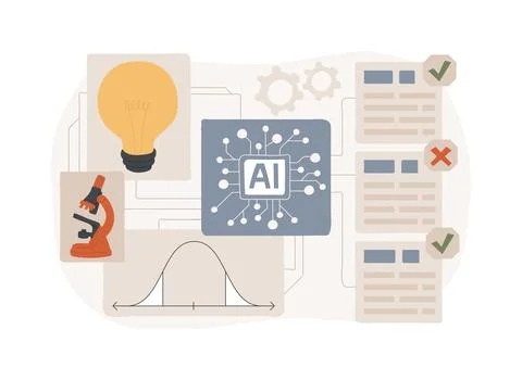 AI-Enhanced Hypothesis Testing abstract concept vector illustration. 스톡 일러스트