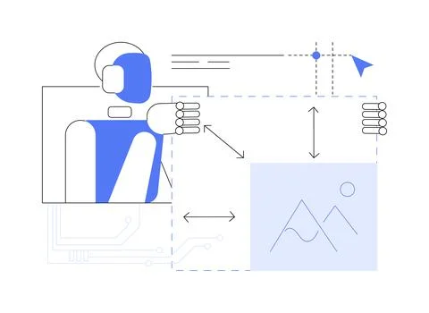 AI-Enhanced Image Resizing abstract concept vector illustration. Stock Illustration