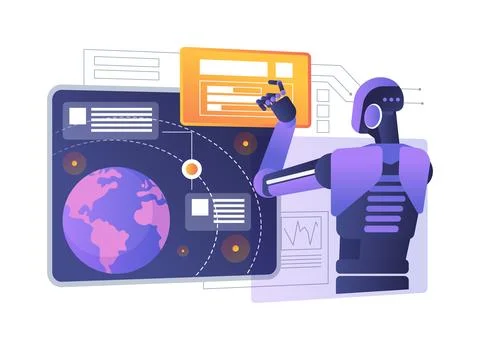 AI-Enhanced Orbital Trajectory Optimization abstract concept vector illustration Stock Illustration
