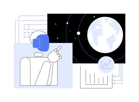 AI-Enhanced Orbital Trajectory Optimization abstract concept vector illustration Illustrazione stock