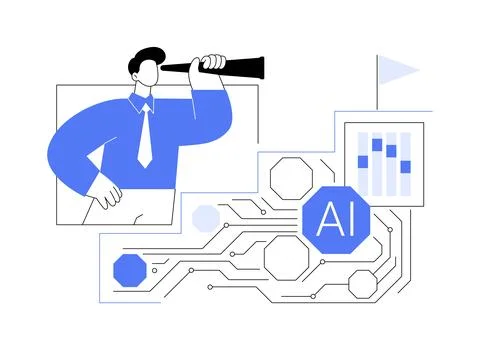 AI-Enhanced Performance Evaluation abstract concept vector illustration. Stock Illustration