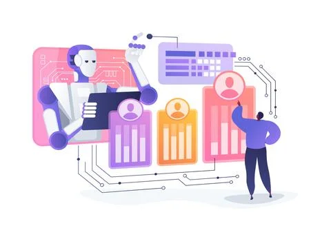 AI-Enhanced Performance Evaluation abstract concept vector illustration. Stock Illustration