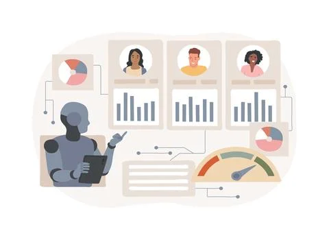 AI-Enhanced Performance Evaluation abstract concept vector illustration. Stock Illustration