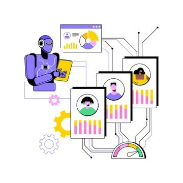 AI-Enhanced Performance Evaluation abstract concept vector illustration. Stock Illustration