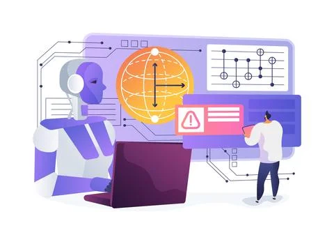 AI-Enhanced Qubit Error Correction Optimization abstract concept vector Illustrazione stock