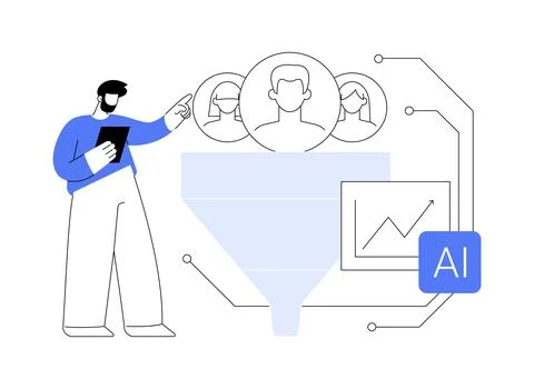 AI-Enhanced Sales Funnel Optimization abstract concept vector illustration. Illustrazione stock