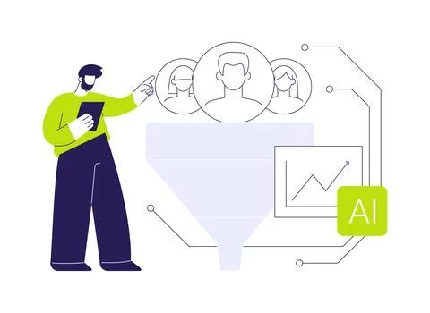 AI-Enhanced Sales Funnel Optimization abstract concept vector illustration. Illustrazione stock