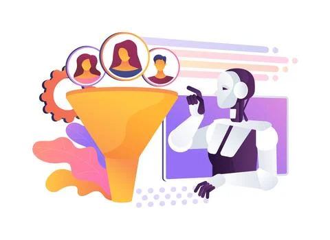 AI-Enhanced Sales Funnel Optimization abstract concept vector illustration. Stock Illustration