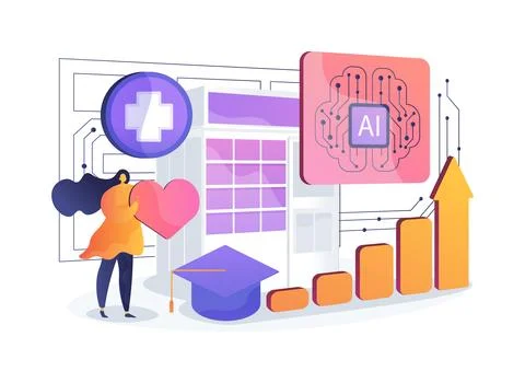 AI-Enhanced Social Services abstract concept vector illustration. Stock Illustration