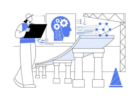 AI-Enhanced Structural Integrity abstract concept vector illustration. Stock Illustration