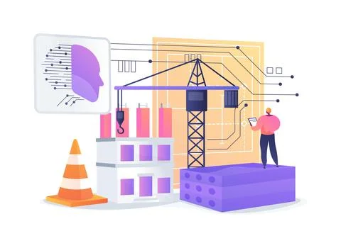 AI-Enhanced Structural Integrity abstract concept vector illustration. Stock Illustration