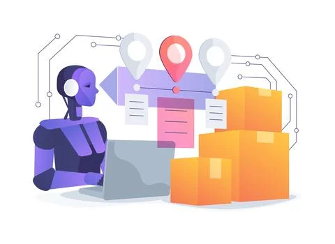AI-Enhanced Supply Chain Optimization abstract concept vector illustration. Illustrazione stock