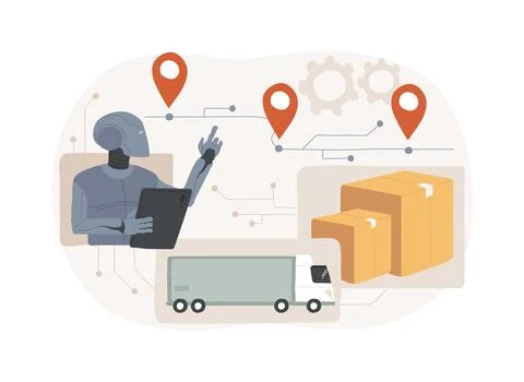 AI-Enhanced Supply Chain Optimization abstract concept vector illustration. 库存插图