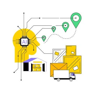 AI-Enhanced Supply Chain Optimization abstract concept vector illustration. Stock Illustration