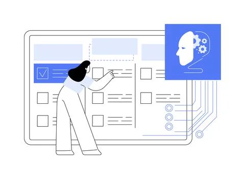 AI-Enhanced Task Management abstract concept vector illustration. イラスト素材