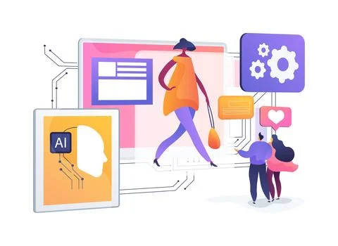 AI-Enhanced Trend Forecasting abstract concept vector illustration. Stock Illustration